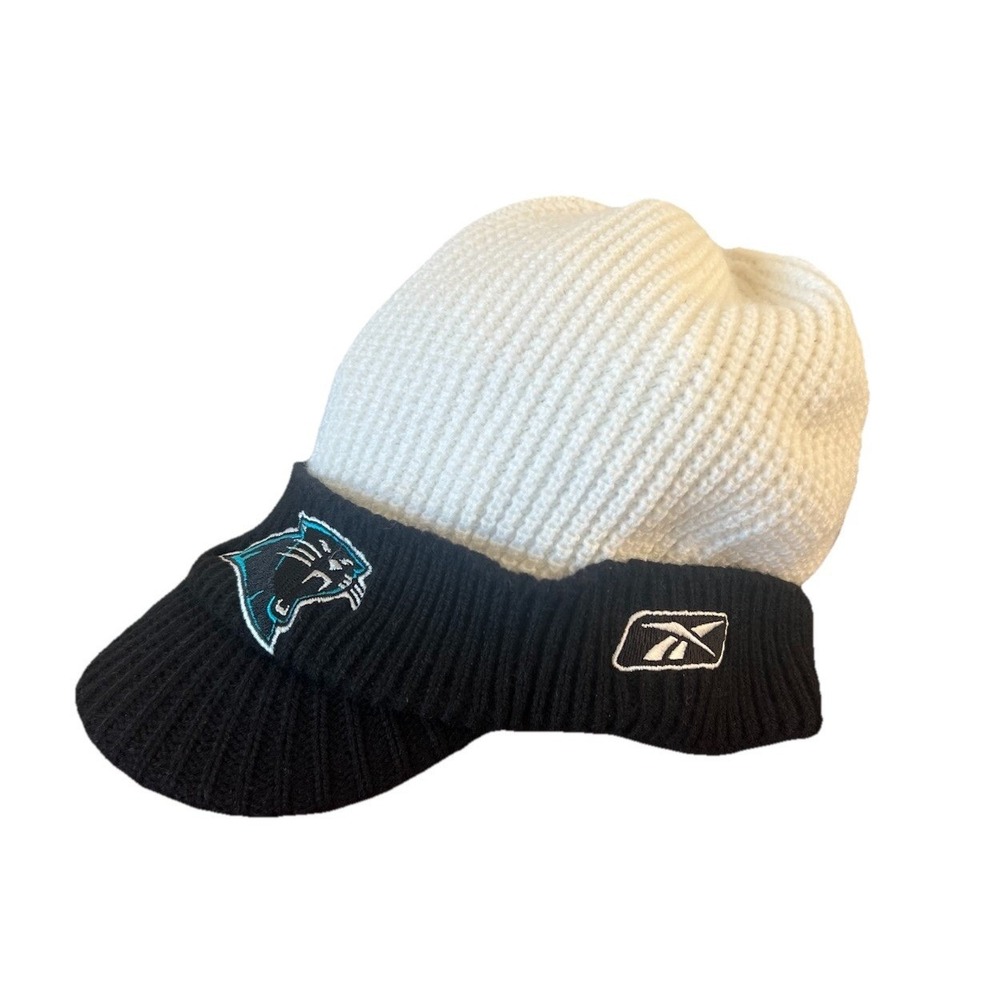 Reebok Carolina Panthers Women's Knit Cap Hat‎ One Size Black Cream Logo NFL